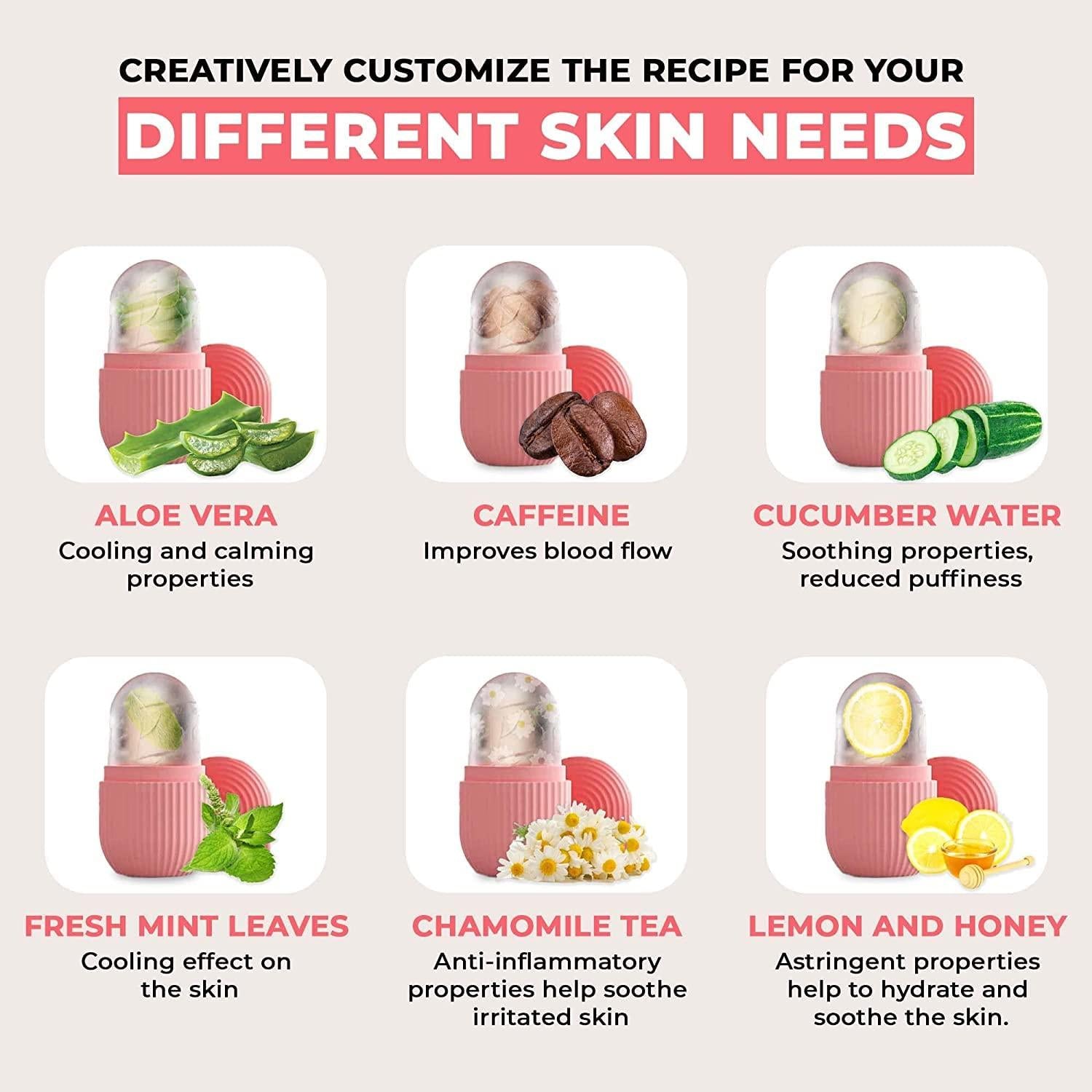 Face Ice Roller to Enhance Skin Glow, Shrink &Tighten Pores, Reusable Facial Ice Roller Face Ice Treatment